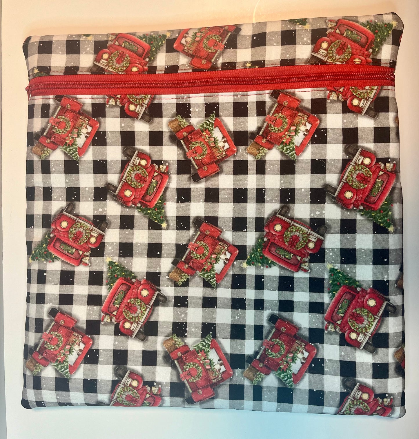 Project Bag for Cross Stitch Christmas w/Red Country Trucks