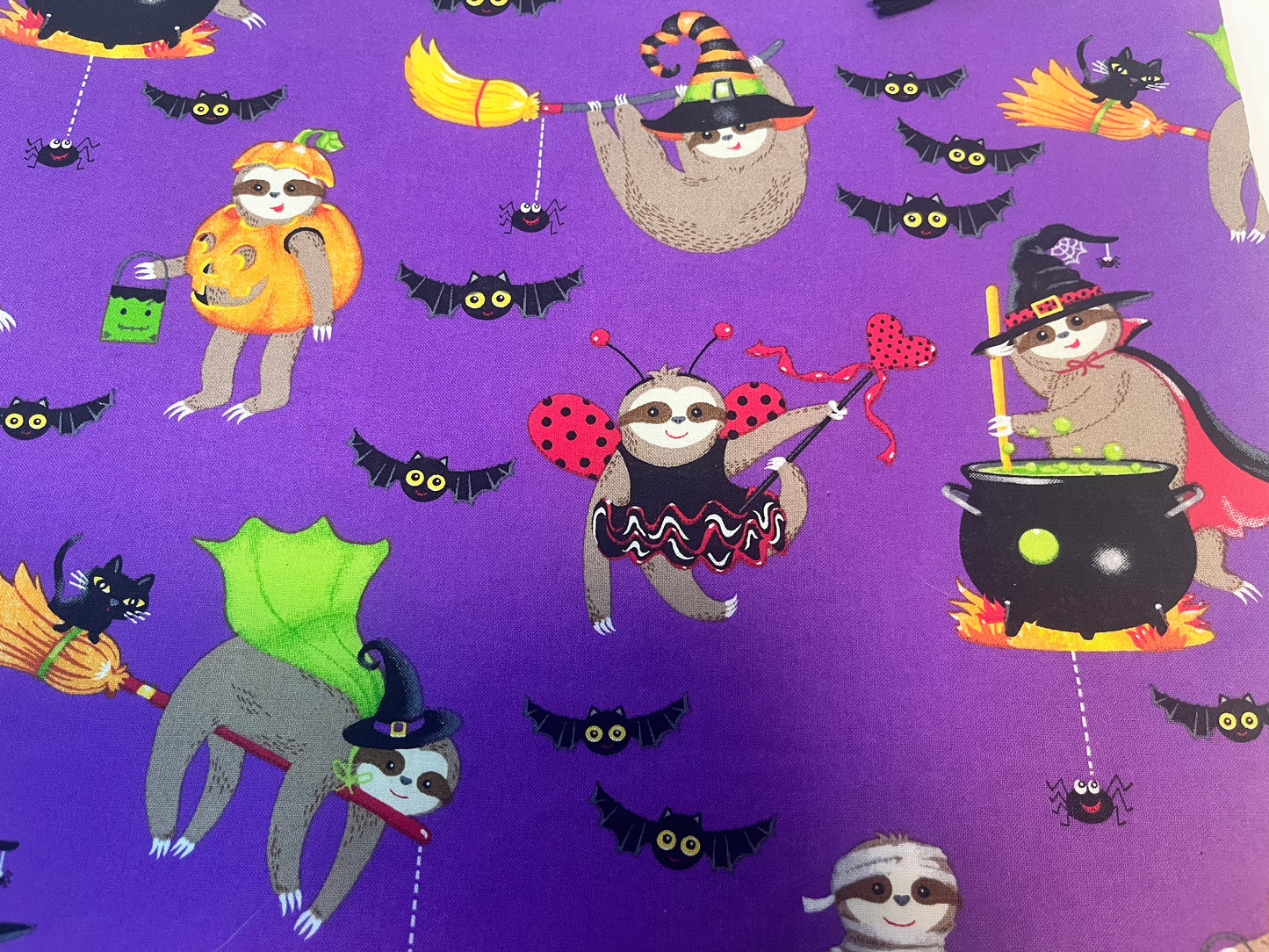 Project Bag for Cross Stitch Halloween w/Sloths with Pocket