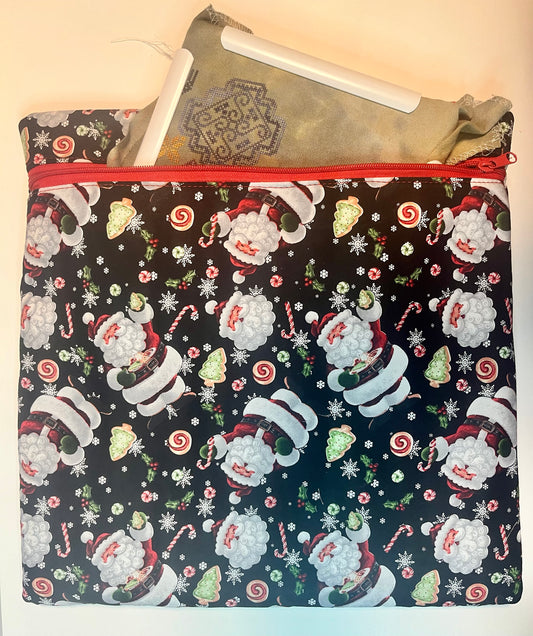 Project Bag for Cross Stitch Christmas w/Santa Claus